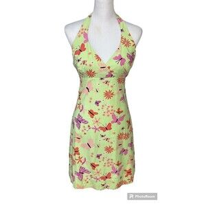 Lilly Pulitzer Womens Size 4 Dress Green Pink Butterfly Summer Halter Mini R2
